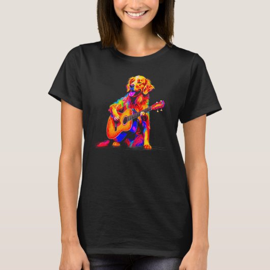 Art Golden Retriever Dog Guitar T-shirt (Voorkant)