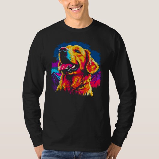 Art Golden Retriever Dog Hiking T-shirt (Voorkant)
