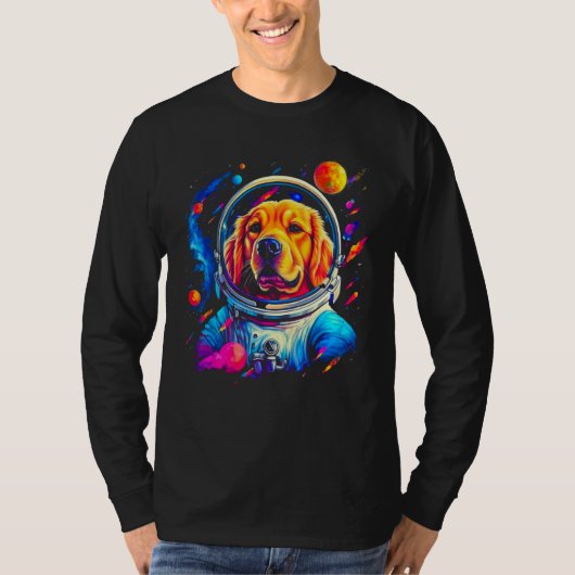 Art Golden Retriever Dog in Space T-shirt (Voorkant)