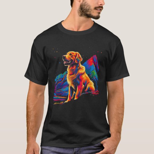 Art Golden Retriever Dog Mountain Hiking T-shirt (Voorkant)