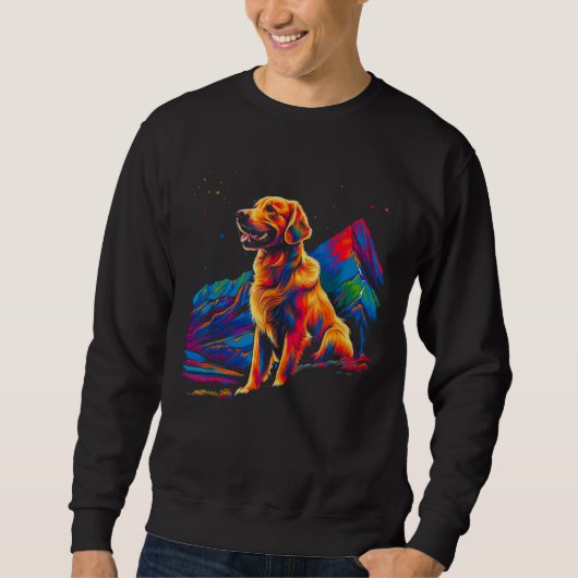Art Golden Retriever Dog Mountain Hiking Trui (Voorkant)