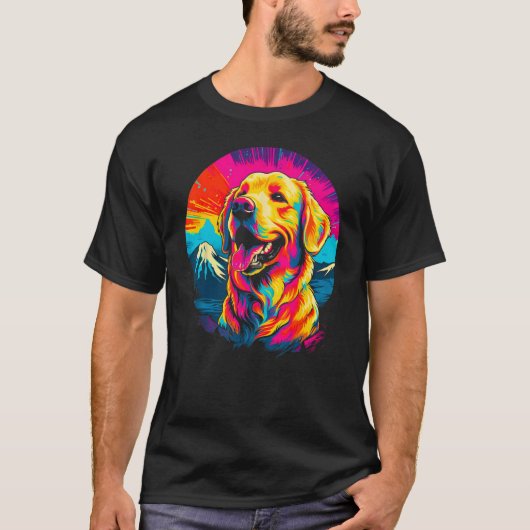 Art Golden Retriever Dog Mountain T-shirt (Voorkant)