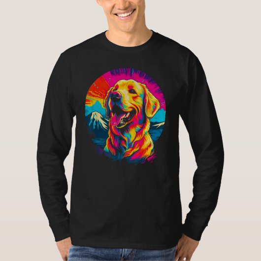 Art Golden Retriever Dog Mountain T-shirt (Voorkant)