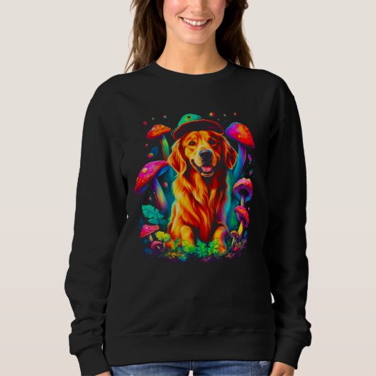 Art Golden Retriever Dog Mushroom Psychedelic Trui (Voorkant)