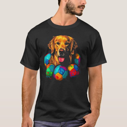 Art Golden Retriever Dog Soccer T-shirt (Voorkant)