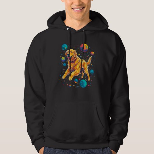 Art Golden Retriever Dog Universe Planet Hoodie (Voorkant)