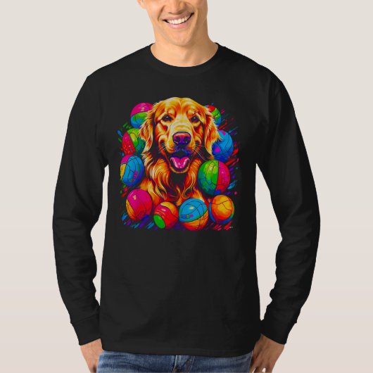 Art Golden Retriever Dog Volleyball T-shirt (Voorkant)