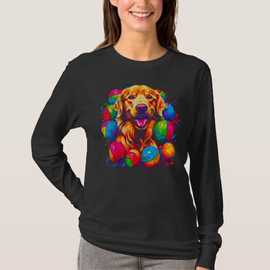 Art Golden Retriever Dog Volleyball T-shirt (Voorkant)