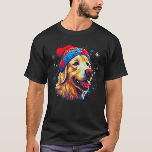 Art Golden Retriever Dog Xmas T-shirt (Voorkant)