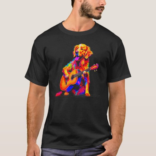 Art Golden Retriever Hondengitaar T-shirt (Voorkant)