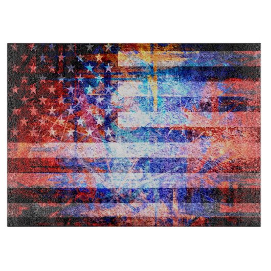 Art Grunge American Flag #2 Snijplank (Voorkant)