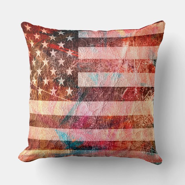 Art Grunge American Flag #5 Kussen (Voorkant)
