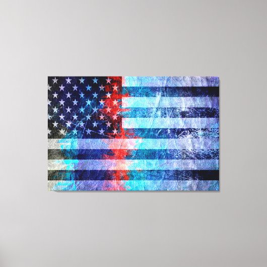Art Grunge American Flag #6 Canvas Afdruk (Voorkant)