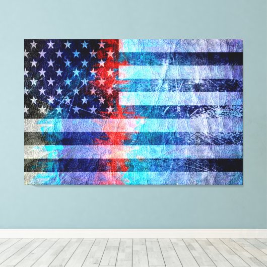 Art Grunge American Flag #6 Canvas Afdruk (Insitu (Houten vloer))