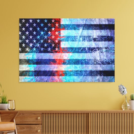 Art Grunge American Flag #6 Canvas Afdruk (Insitu (Woonkamer))
