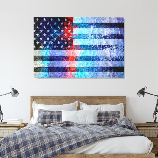 Art Grunge American Flag #6 Canvas Afdruk (Insitu (Slaapkamer))