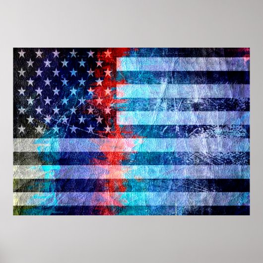 Art Grunge American Flag #7 Poster (Voorkant)