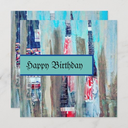 Art Happy Birthday Kaart (Voorkant / Achterkant)