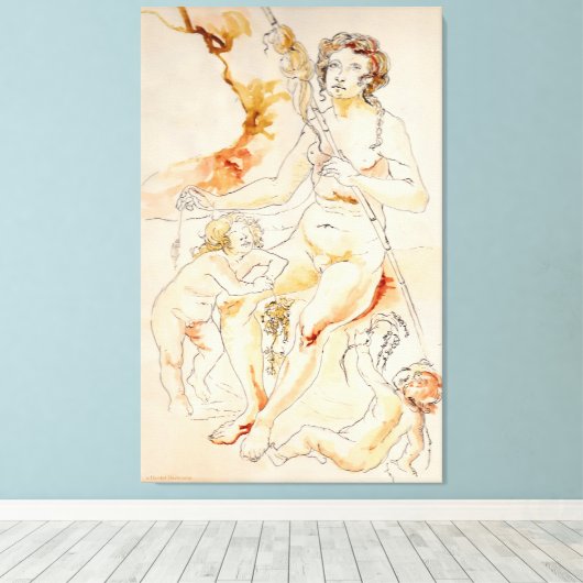 ART - HARRIET DAVIDSOHN - EEN STUDIE: MOEDERKINDER CANVAS AFDRUK (Insitu (Houten vloer))