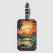  Art Hawaii Beach Hawaïaans Meisje Bagagelabel (Voorkant (verticaal))