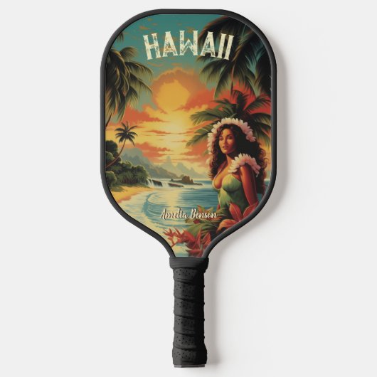 Art Hawaii Beach Hawaïaans Meisje Pickleball Paddle (Voorkant)