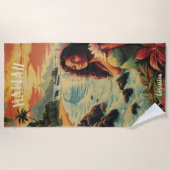 Art Hawaii Beach Hawaïaans Meisje Strandlaken (Voorkant)