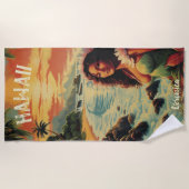  Art Hawaii Beach Hawaïaans Meisje Strandlaken (Voorkant)