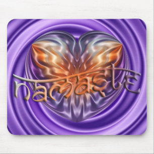 ART Heart NAMASTE paarse draaikolk Muismat