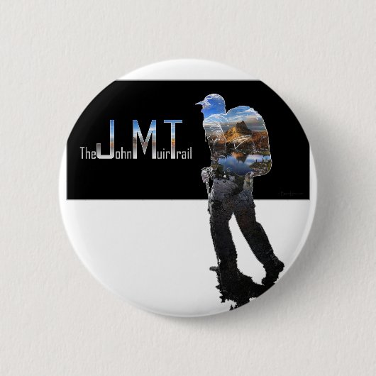 Art - Hiker Silhouette - John Muir Trail Text Ronde Button 5,7 Cm (Voorkant)