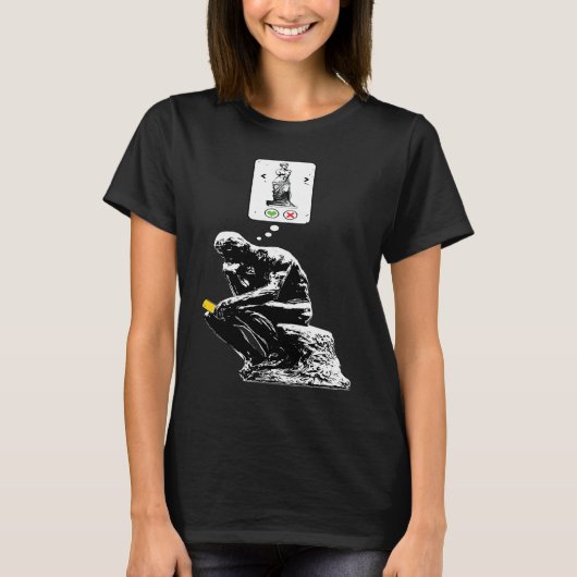 Art History Geek  Rodin Thinker Statue Dating App T-shirt (Voorkant)
