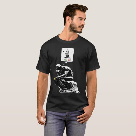 Art History Geek Rodin Thinker Statue Dating App T-shirt (Voorkant volledig)
