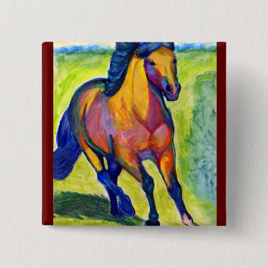 Art Horse Vierkante Button 5,1 Cm (Voorkant)