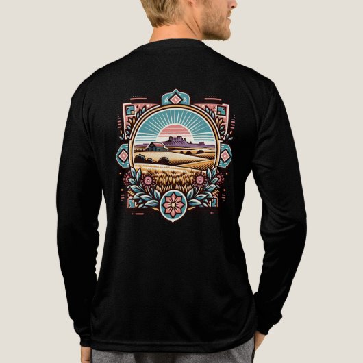 Art-Inspired Sunset Scenery Shirt met lange mouwen (Achterkant volledig)
