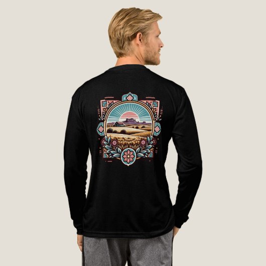 Art-Inspired Sunset Scenery Shirt met lange mouwen (Achterkant)