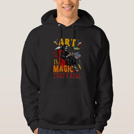 Art Is Magic That's Real The Death Skeleton Teache Hoodie (Voorkant)