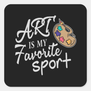 Art is mijn favoriete sport vierkante sticker