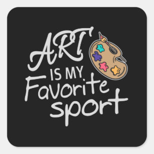 Art is mijn favoriete sport vierkante sticker
