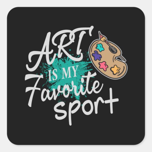 Art Is My Favorite Sport green Splash Vierkante Sticker (Voorkant)