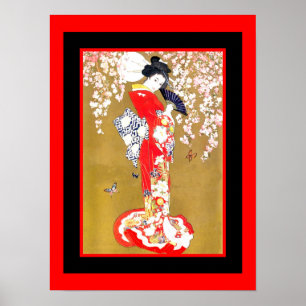 Art Japanse Geisha Lady Vintage Poster 2