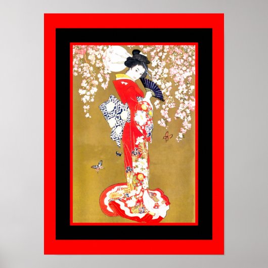 Art Japanse Geisha Lady Vintage Poster 2 (Voorkant)