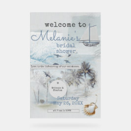 Art Journal Coastal Collage Bridal Shower Acryl Bord