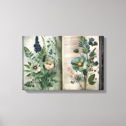 Art Journal Pagina's: Botanicals in het groen Canvas Afdruk (Voorkant)