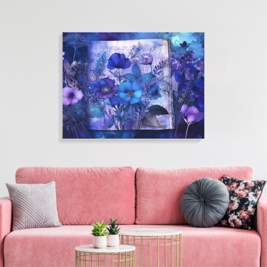 Art Journal Pagina's: Paarse en blauwe bloemen Canvas Afdruk (Insitu (Woonkamer))