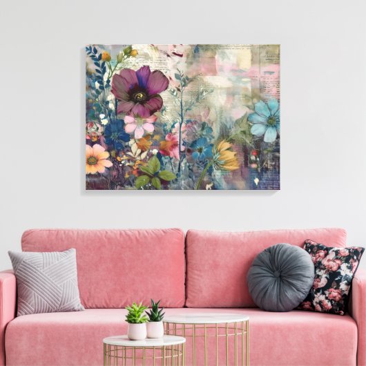 Art Journal Pagina's: Verbleekt papier en wilde bl Canvas Afdruk (Insitu (Woonkamer))