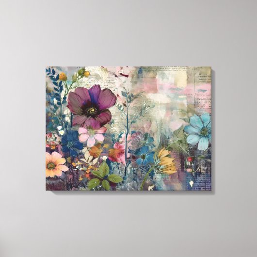 Art Journal Pagina's: Verbleekt papier en wilde bl Canvas Afdruk (Voorkant)