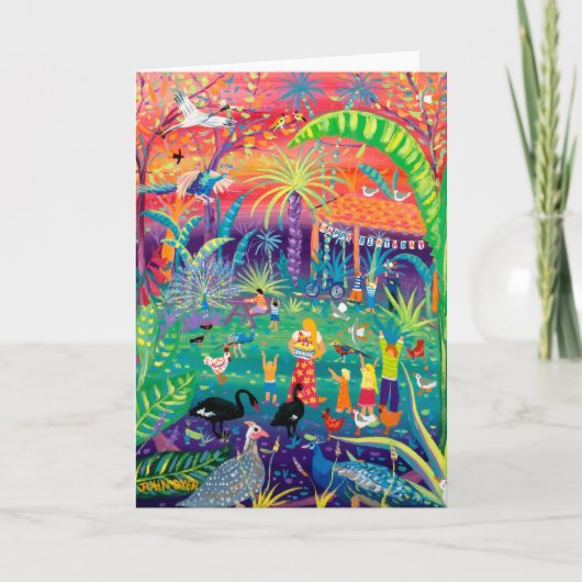 Art Kaart: Happy Bird Day in de dierentuin Kaart (Voorkant)