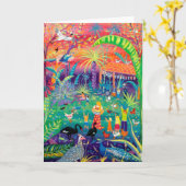 Art Kaart: Happy Bird Day in de dierentuin Kaart (Gele Bloem)