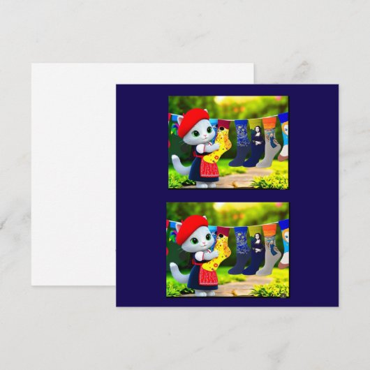 Art Kat Hanging Out Art Sokken Bedankkaart (Voorkant / Achterkant)