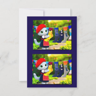 Art Kat Hanging Out Art Sokken Bedankkaart