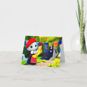 Art Kat Hanging Out Art Sokken Bedankkaart